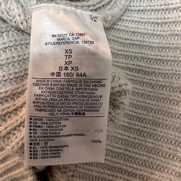 Gap Cotton Cable Knit Crewneck Pullover Sweater Ivory Cream Sequins Sz XS - Picture 12 of 13